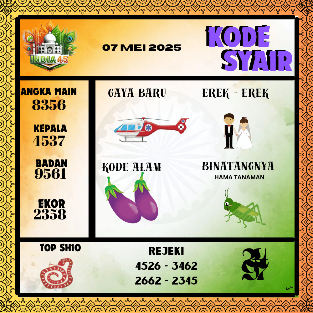 Kode Syair India Pools - Mei  Pools