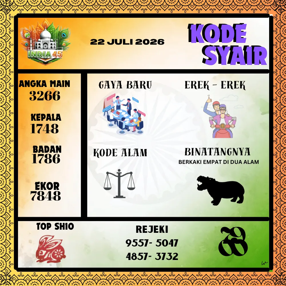 Kode Syair India45  Pools - Juli 2026