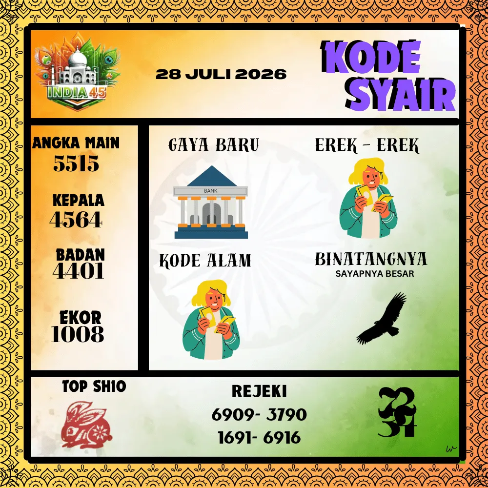Kode Syair India45  Pools - Juli 2026